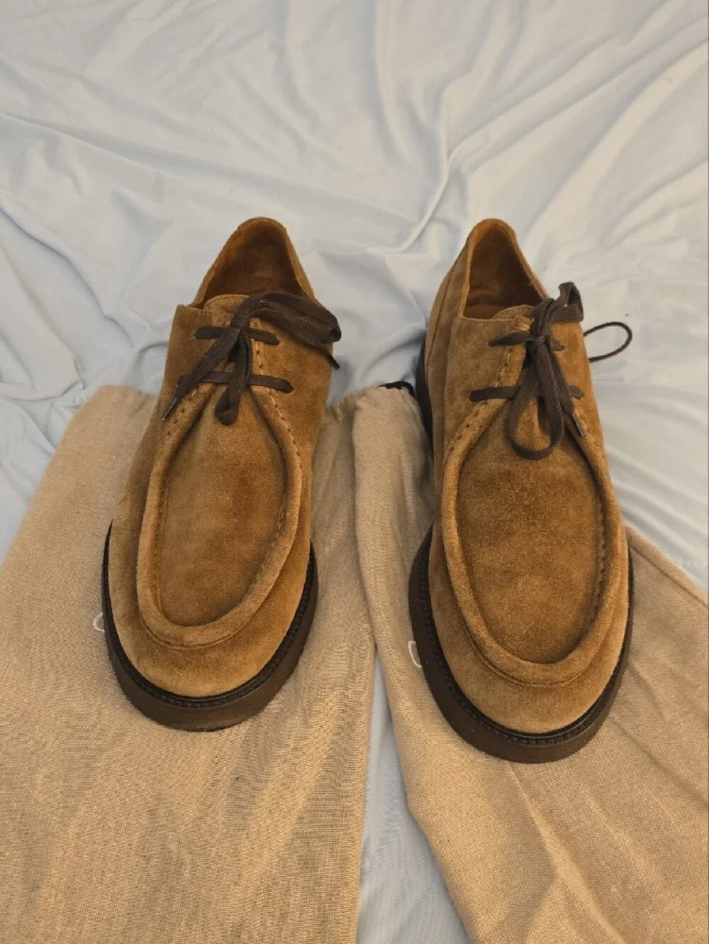 Men’s Suede Lace-Up Loafers in Brown